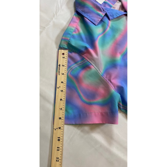 DUVIN Mens Small Button Up Shirt Short Sleeve Trippy Swirl Print Casual Beach - Picture 4 of 11